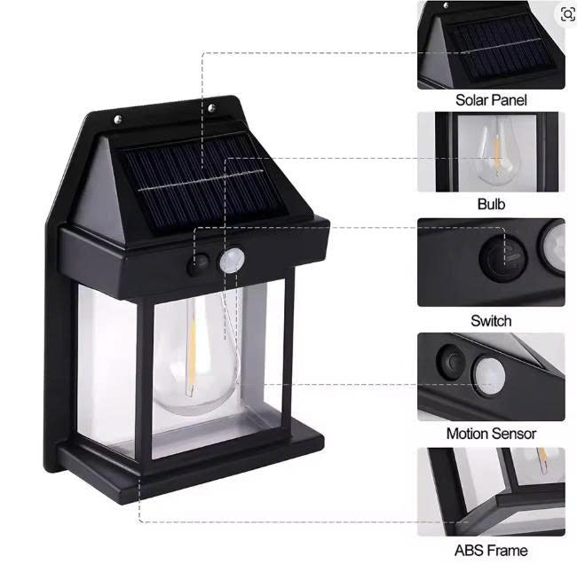Waterproof outdoor solar wall light, motion sensor light